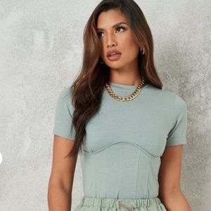 MISSGUIDED Sage Corset T Shirt